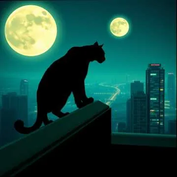 Portada: silueta de un lince sobre un tejado, con la luna llena