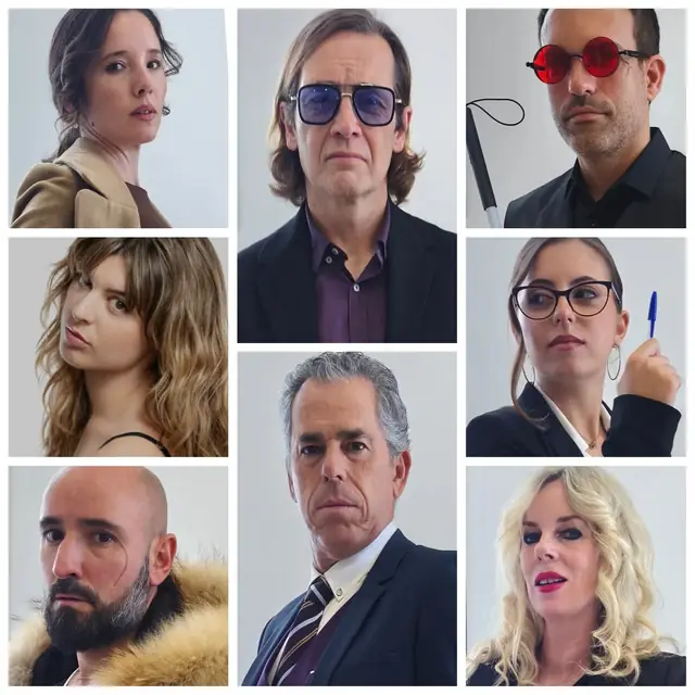 Collage de los ocho personajes en su identidad civil