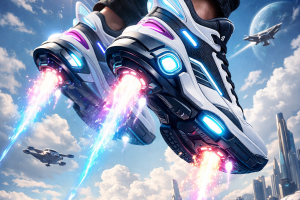 Zapatillas voladoras en un futuro brillante