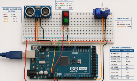 Proyecto Arduino: Barrera automática con semáforo y sensor ultrasónico