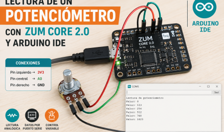 Potenciómetro con C++ en Arduino IDE con ZumCore 2.0