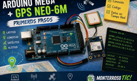 Arduino Mega + GPS NEO-6M: Primeros pasos obteniendo la posición con TinyGPS++