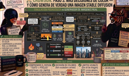CROWSON, paso 3: más decisiones de color — y cómo genera de verdad una imagen Stable Diffusion