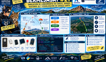 BermejaSat #21: Simulación de Lanzamiento en Cohete, Apogeo, Descenso 3D y Visualización en Google Earth