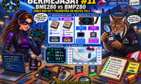 BermejaSat #11: Identificación de Sensores Barométricos (BME280 vs. BMP280), Doble Bus I2C y Telemetría en Pantalla con Heltec V3.2