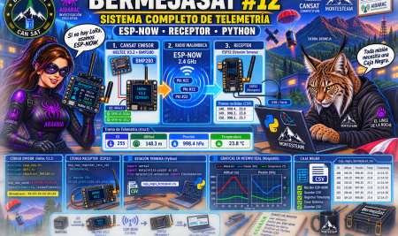BermejaSat #12: Sistema Completo de Telemetría: Emisor CanSat (ESP-NOW), Receptor y Estación Terrena en Python