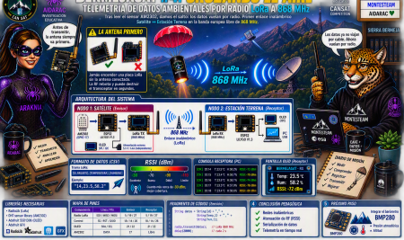 BermejaSat #4: Cruzando el aire — Telemetría de datos ambientales por radio LoRa a 868 MHz