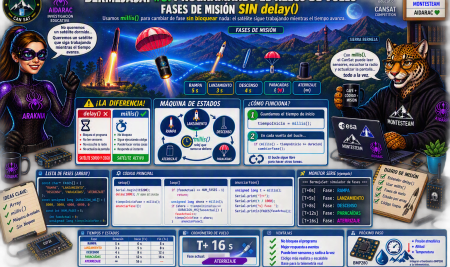 BermejaSat #5: Programando el reloj de vuelo — fases de misión sin delay()