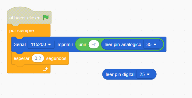 programa del detector de imanes sensor hall con lectura analógica y digital en ACECode