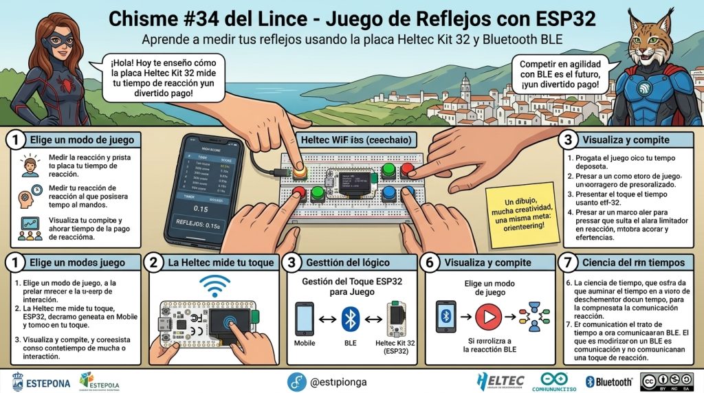 Juego de reflejos: Repálago cruzando la pantalla del móvil junto a la placa Heltec