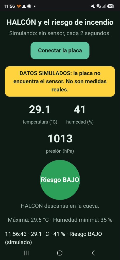 Sensor BME280 con ESP32: placa Heltec con el módulo de cuatro patillas y la página con el semáforo de riesgo