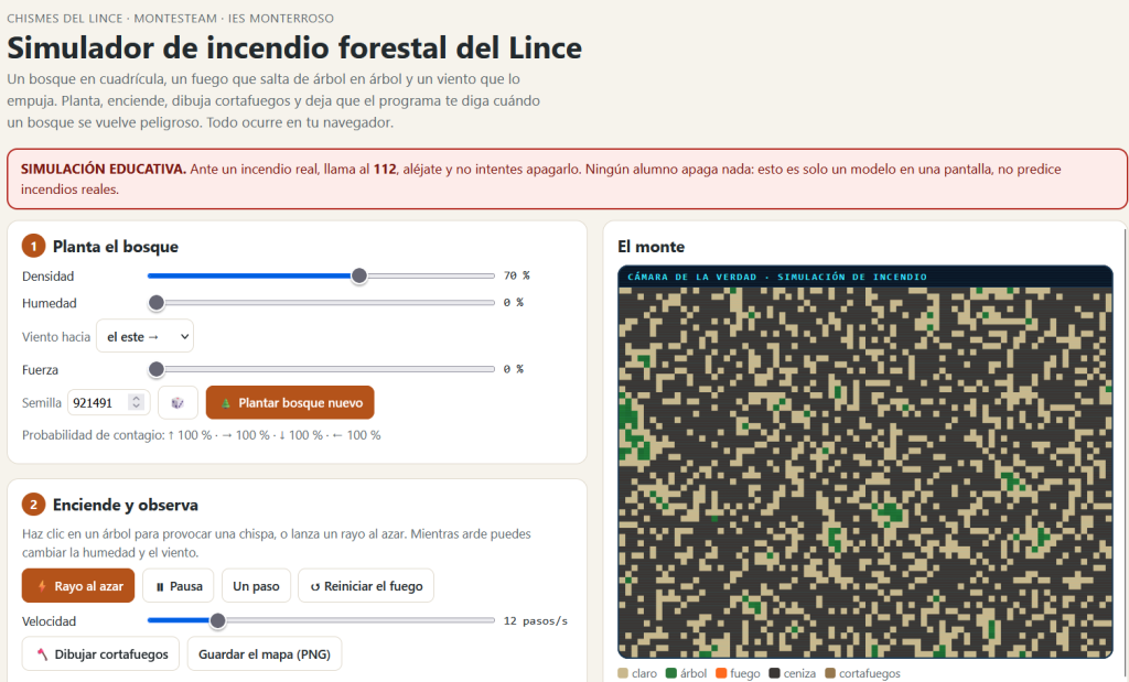 simulador de incendio forestal