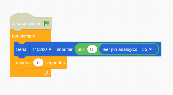 programa del medidor UV con la ESP32 Plus en ACECode