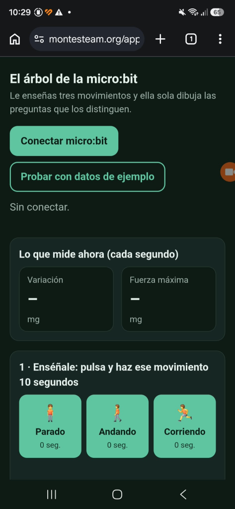Árbol de decisión micro:bit del Lince en la pantalla del móvil