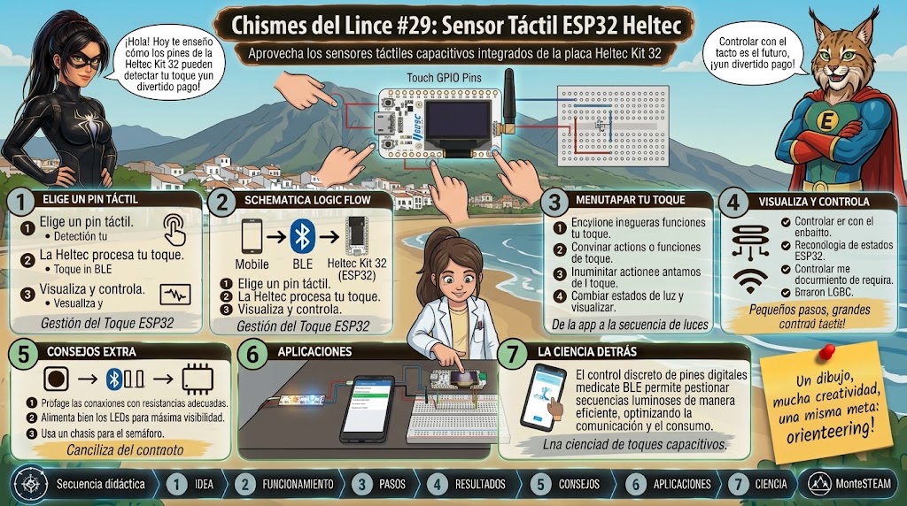 Sensor táctil ESP32 con Heltec y papel de aluminio acariciado por el Lince de la Noche