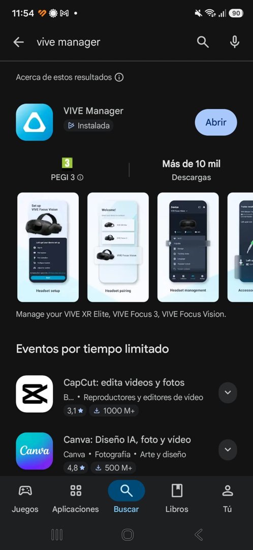VIVE XR Elite: la app VIVE Manager en la tienda de aplicaciones
