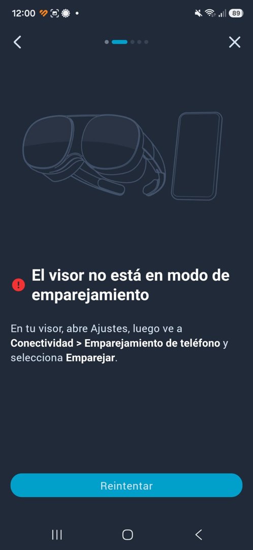 Error: el visor no está en modo de emparejamiento